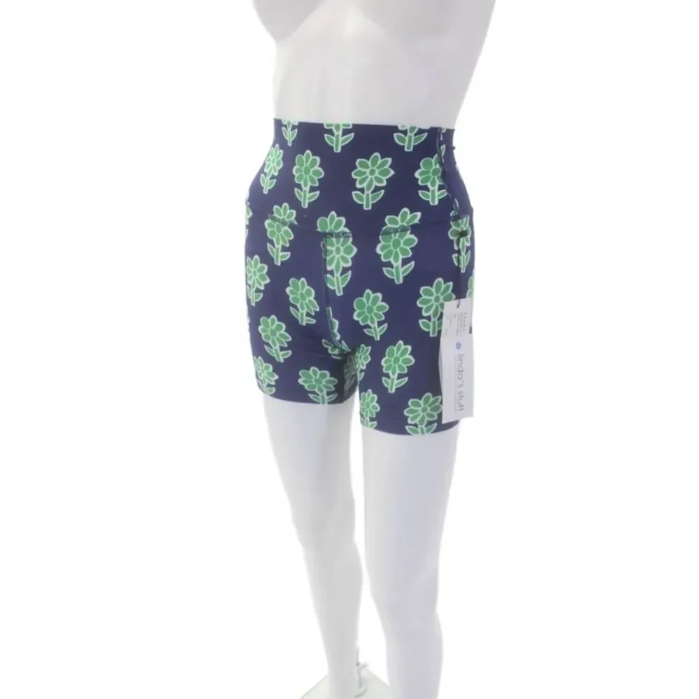 Rhode Womens Stretch Floral Print Pull On Activewear Biker Shorts Green Size XS